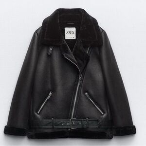 Zara double-faced Jacket/ coat faux leather EUC